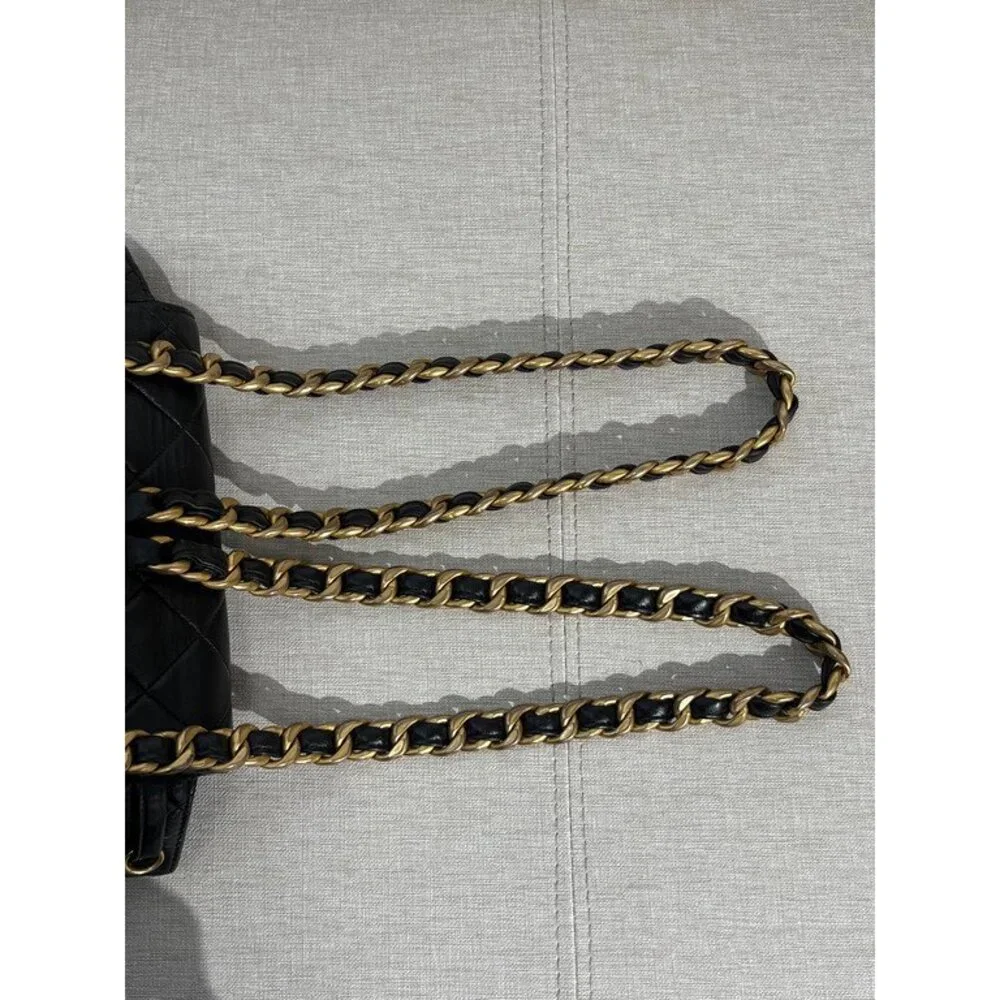 CHANEL Black Lambskin Duma Backpack Medium GHW
